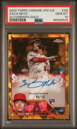 2023 #ZN Zach Neto PSA 10 Topps Chrome Update Sapphire Edition Autograph