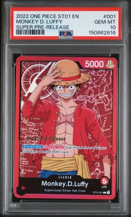 2022 #001 Monkey D. Luffy PSA 10 Starter Deck ST01-Straw Hat Crew One Piece