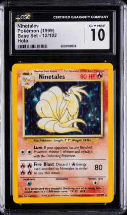 1999 #12 Ninetales-Holo CGC 10 Game Pokemon