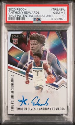 2020 #TPSAEW Anthony Edwards PSA 10 Panini Recon True Potential Signatures