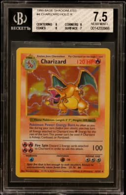 1999 #4 Charizard HOLO R BGS 7.5 Base Shadowless
