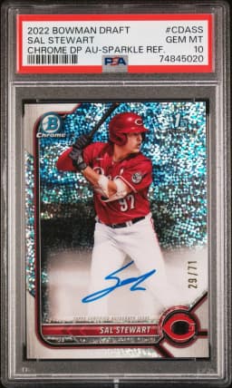2022 #CDASS Sal Stewart PSA 10 Bowman Draft Chrome Draft Pick Autographs
