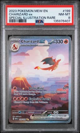 2023 #199 Charizard EX PSA 8 Mew EN-151