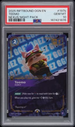 2025 #197b Teemo - Scout PSA 10 Riftbound: League of Legends Ogn-Origins