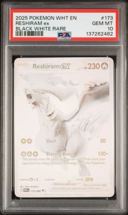 2025 #173 Reshiram EX PSA 10 Wht EN-White Flare