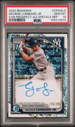 2024 #CPAGLO George Lombard Jr. PSA 10 Bowman Chrome Prospect Autographs