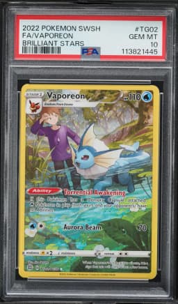 2022 #TG02 Full Art/Vaporeon PSA 10 Sword & Shield Brilliant Stars Pokemon