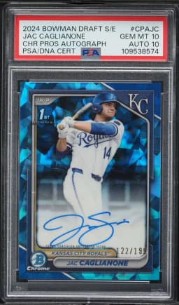 2024 #CPAJC Jac Caglianone PSA 10 Bowman Draft Sapphire Edition Chrome Sapphire Prospect Autographs