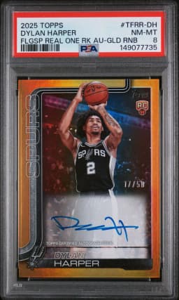 2025 #TFRR-DH Dylan Harper PSA 8 Topps Flagship Real One Rookie Autographs