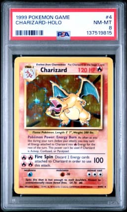1999 #4 CHARIZARD-HOLO PSA 8 Game
