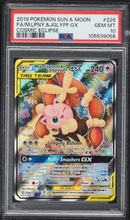 2019 #226 Full Art/Mega Lopunny & Jigglypuff GX PSA 10 Sun & Moon Cosmic Eclipse Pokemon