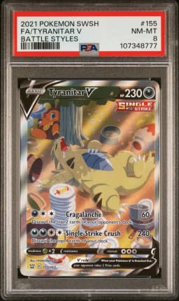 2021 #155 Full Art/Tyranitar V PSA 8 Sword & Shield Battle Styles