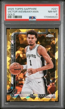 2025 #221 Victor Wembanyama PSA 8 Topps Chrome Sapphire Edition