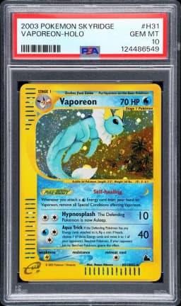2003 #H31 Vaporeon-Holo PSA 10 Skyridge