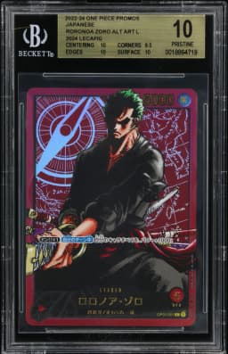 2022 #OP01001 Roronoa Zoro ALT ART L/(2024 LECAFIG Promo) BGS 10 One Piece Card Game Promos Japanese