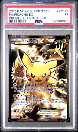 2016 #XY124 Full Art/Pikachu EX PSA 1 XY Black Star Promo