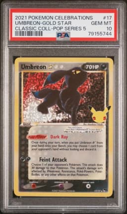 2021 #17 Umbreon-Gold Star PSA 10 Celebrations Classic Collection