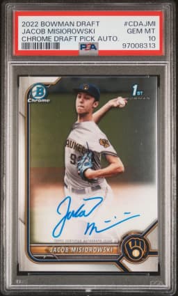 2022 #CDAJMI Jacob Misiorowski PSA 10 Bowman Draft Chrome Draft Pick Autographs