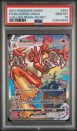 2021 #201 Full Art/Blaziken Vmax PSA 10 Sword & Shield Chilling Reign