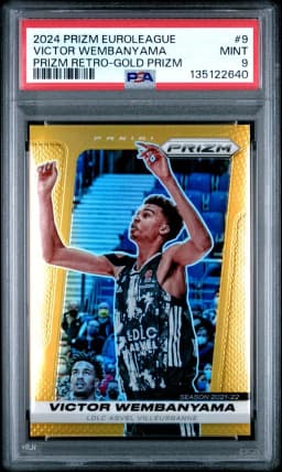 2024 #9 Victor Wembanyama PSA 9 Panini Prizm Turkish Airlines Euroleague Prizm Retro
