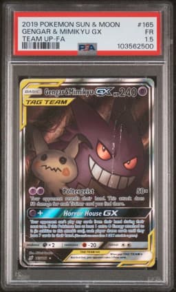 2019 #165 Full Art/Gengar & Mimikyu GX PSA 15 Sun & Moon Team Up