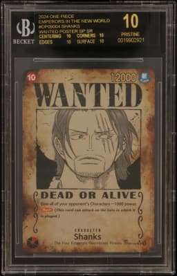 2024 #OP09004 Shanks WANTED POSTER SP BGS 10 One Piece Card Game Emperors in the New World