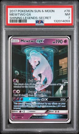 2017 #78 Mewtwo GX PSA 7 Sun & Moon Shining Legends