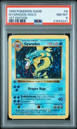 1999 #6 Gyarados-Holo 1st Edition PSA 8 Game Pokemon