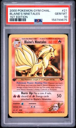 2000 #21 Blaine's Ninetales 1st Edition PSA 10 Gym Challenge