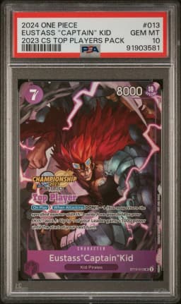 2024 #013 Eustass "Captain" Kid PSA 10 One Piece Championship 2023 Top Players Pack