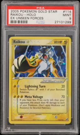 2005 #114 Raikou-Holo Gold Star PSA 9 EX Unseen Forces