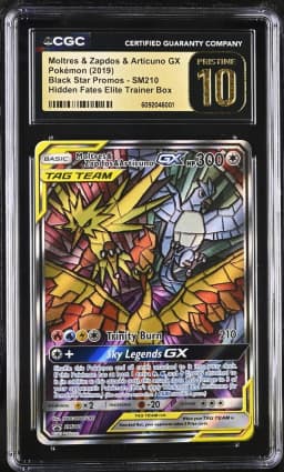 2019 #SM210 Moltres & Zapdos & Articuno GX CGC 10 Pristine Black Star Promos - Sun & Moon - English