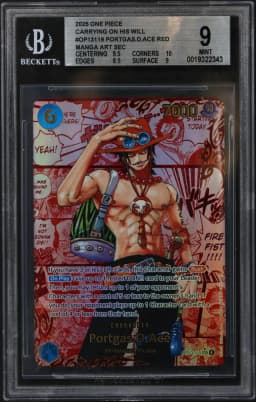 2025 #OP13119 Portgas.D.Ace RED MANGA ART SEC BGS 9 One Piece Card Game Carrying on His Will