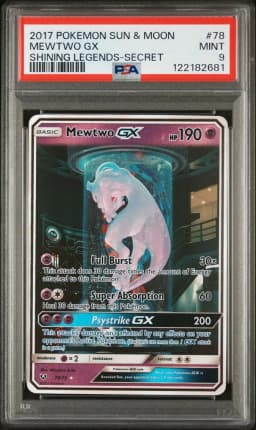2017 #78 Mewtwo GX PSA 9 Sun & Moon Shining Legends