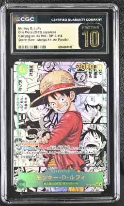 2025 #OP13-118 Monkey D. Luffy CGC 10 Manga Alt. Art Parallel Carrying on His Will (OP13) - Japanese One Piece