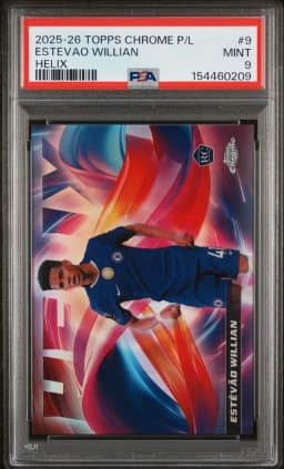 2025 #9 Estevao Willian PSA 9 Topps Chrome Premier League Helix