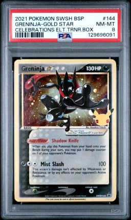 2021 #144 Greninja-Gold Star PSA 8 Swsh Black Star Promo