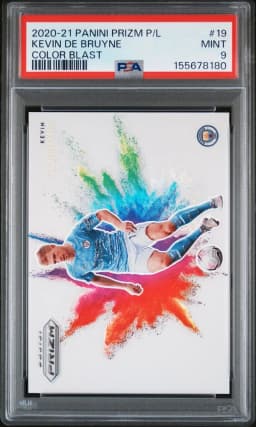 2020 #19 Kevin de Bruyne PSA 9 Panini Prizm Premier League Color Blast