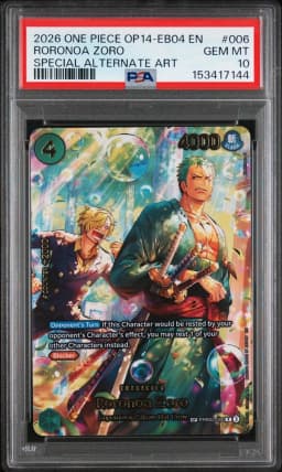 2026 #006 Roronoa Zoro PSA 10 One Piece OP14-EB04-the Azure Sea's Seven