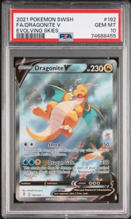 2021 #192 Full Art/Dragonite V PSA 10 Sword & Shield Evolving Skies