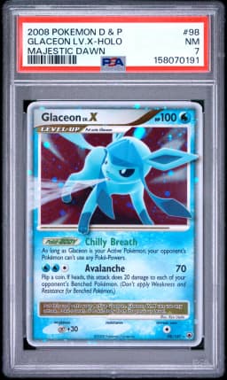 2008 #98 Glaceon LV.X-Holo PSA 7 Diamond & Pearl Majestic Dawn