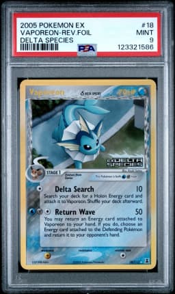 2005 #18 Vaporeon-Reverse Foil PSA 9 EX Delta Species