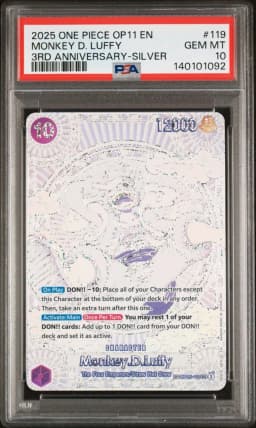 2025 #119 Monkey D. Luffy PSA 10 One Piece OP11-A Fist of Divine Speed