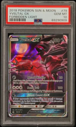2018 #79 Yveltal GX PSA 10 Sun & Moon Forbidden Light