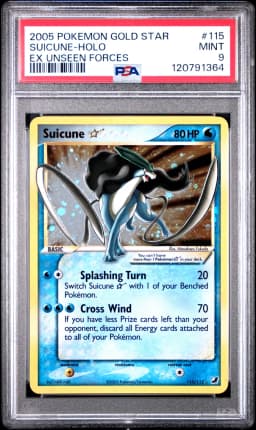 2005 #115 Suicune-Holo Gold Star PSA 9 EX Unseen Forces