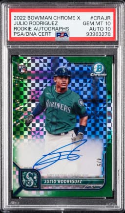2022 #CRAJR Julio Rodriguez PSA 10 Bowman Chrome X Rookie Autographs Baseball