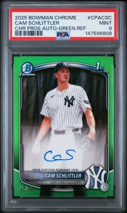 2025 #CPACSC Cam Schlittler PSA 9 Bowman Chrome Prospect Autographs