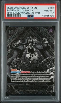 2025 #093 Marshall D. Teach PSA 10 One Piece OP12-Legacy of the Master