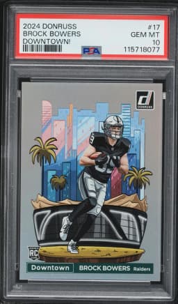 2024 #17 Brock Bowers PSA 10 Panini Donruss Downtown! Football
