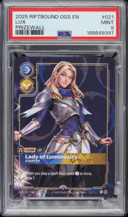 2025 #021 Lux - Lady of Luminosity PSA 9 Riftbound: League of Legends Ogs-Origins Proving Grounds Plated Legends